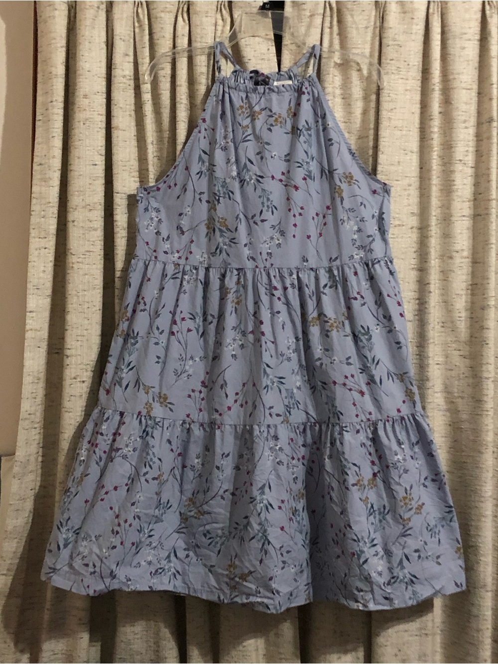 A New Day Floral Halter Tiered Dress - Large